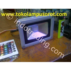Lanpu Sorot Led 10Watt Rgb (Red Green Blue) Dengan Remote Control