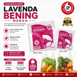 Kantong plastik kresek bening lavenda merah