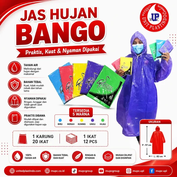 Jas Hujan BANGO Ekonomis Ramah Lingkungan Grosir 1 Karung Isi 240 Pcs