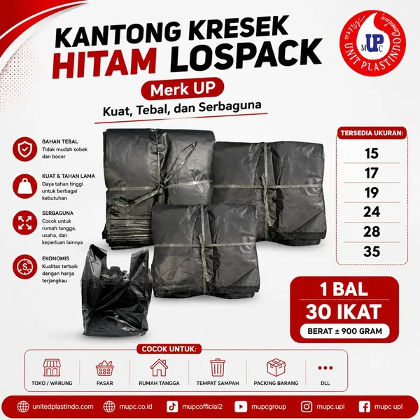 Kantong plastik kresek los pack hitam up