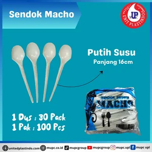 Sendok panjang plastik putih susu merk macho