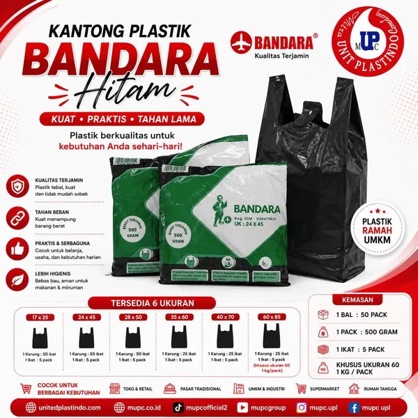 Kantong plastik bandara hitam 500gr