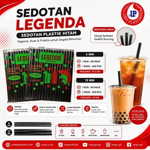 Sedotan hitam hygienis legenda 6mm dan 12mm