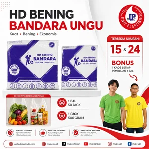 Kantong plastik kresek HD bening bandara ungu