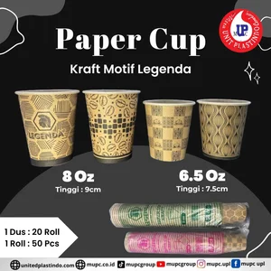 Paper cup kraft legenda 6.5 oz dan 8 oz
