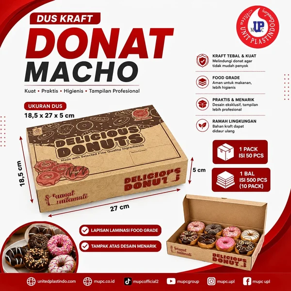 Dus Kraft Donat MACHO – Kemasan Donat Food Grade