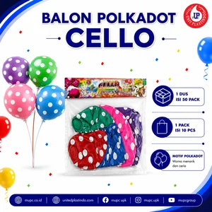 Balon Polkadot Cello Embos Aneka Warna Isi 10 Pcs