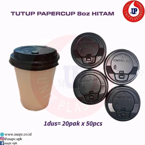 TUTUP PAPER CUP HITAM 8OZ / LID CUP