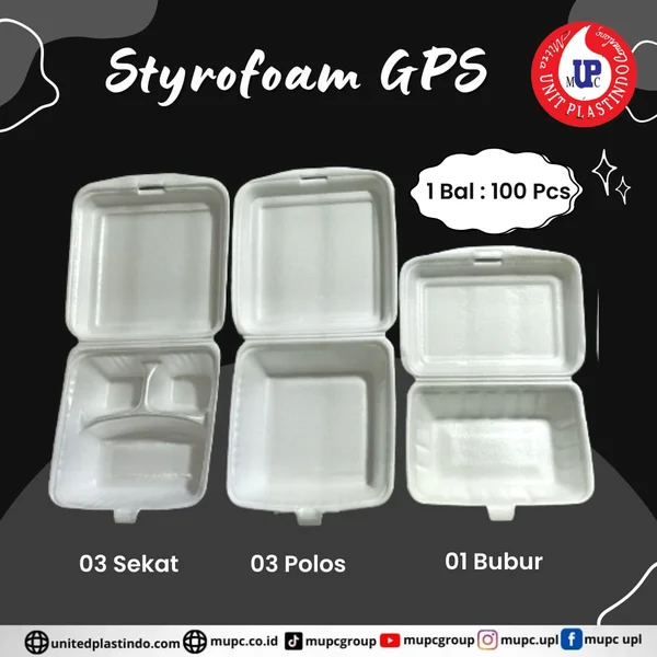 Kotak Makan Styrofoam Gps / Gosyen Polos Dan Sekat / foam