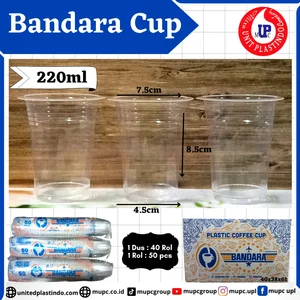 Gelas Plastik Bandara Cup Mili 220 Putih & Ulir