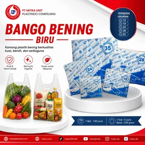 Kantong Plastik Kresek Bening Bango Biru Ukuran 24 Dan 15