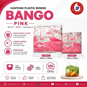 Kantong Plastik Kresek Bening Bango Pink Ukuran 24 Dan 15