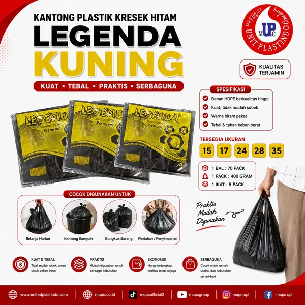 Kantong Plastik Kresek Hitam Legenda Kuning HDPE – Kuat Tebal & Praktis