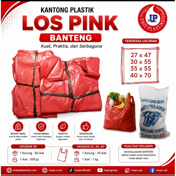 Kantong Plastik Kresek Los Pink Banteng / plastik banteng
