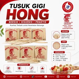 Tusuk Gigi Hong Kiloan Dan Ukir 1 Bal 18 Pack