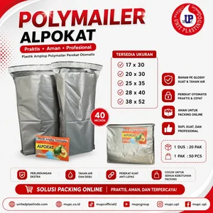 Plastik polymailer silver alpokat dengan perekat
