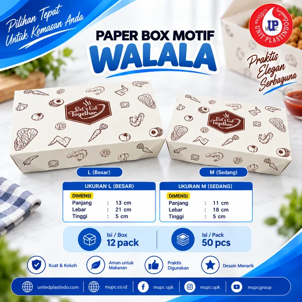Paper Lunch Box Walala Motif M L 50 Pcs