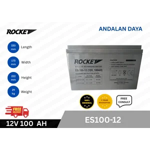 BATERAI AGM / Baterai VRLA Rocket ES100-12 UPS Battery Box 