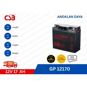 BATERAI AGM Baterai Vrla CSB GP 12170 12V17Ah UPS Battery Box