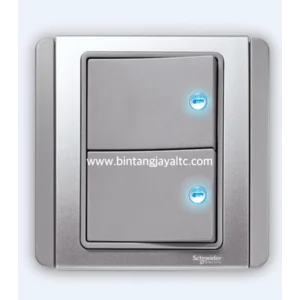 Saklar Horisontal 2 Gang 1 Arah Neo Silver E3032H1 - EBGS - G3