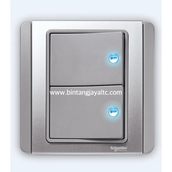Saklar Horisontal 2 Gang 1 Arah Neo Silver E3032H1 - EBGS - G3