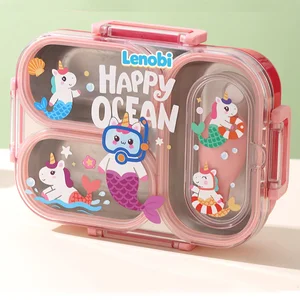 LUNCH BOX ANAK BAHAN STAINLESS 3 SEKAT - KOTAK BEKAL FREE ALAT MAKAN - KOTAK MAKAN 