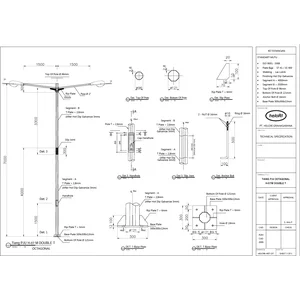 Tiang Lampu PJU 7 Meter Lengan Ganda Siku T Tiang Lampu Jalan 7 Meter Double Ornamen