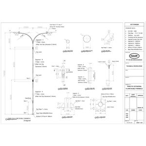 Tiang Lampu PJU 14 Meter Lengan Ganda Parabola Tiang Lampu Jalan 14 Meter Double Ornamen