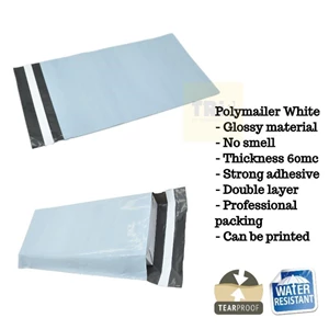 Kemasan Pouch Dan Amplop Plastik Polymailer White Double Layer 60 Mc 25 X 35 + 5 Cm