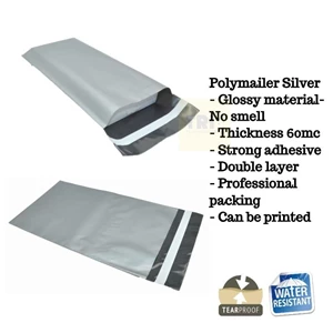 Amplop Plastik Polymailer Silver Double Layer 60 Mc 25 X 35 + 5 Cm