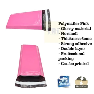 Kemasan Pouch Dan Amplop Plastik Polymailer Pink Double Layer 60 Mc 17 X 30 + 5 Cm