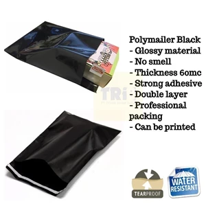 Kemasan Pouch Dan Amplop Plastik Polymailer Black Double Layer 60 Mc 17 X 30 + 5 Cm