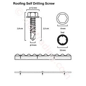 Baut Roofing SDS Hex Besi