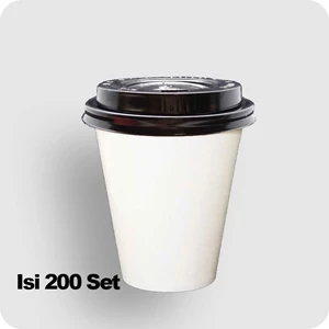 Hot Paper Cup 8Oz - Polos Tutup Hitam