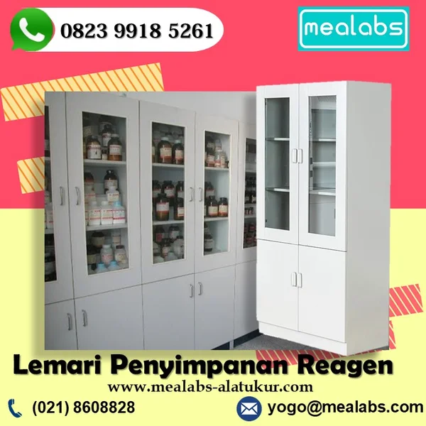 Lemari Reagent Stainless Besi Kayu