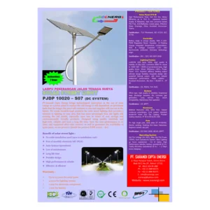 Lampu Jalan Pju Tenaga Surya Led 100 Watt - 24 Vdc - 7M (P Series)